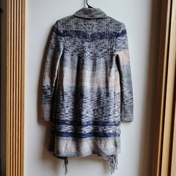 Knox Rose Tan/Brown Striped Open Cardigan With Fringe Size XS - Picture 13 of 14